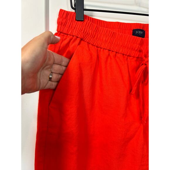 J. Crew Women’s Linen Blend Cropped Ankle Pants Beach Bohemian ‎ Red SZ 8 - Picture 4 of 10